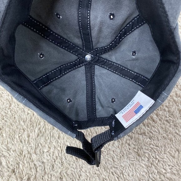 Vtg 1996 Busch Beer‎ Hat Gray Canvas White Stitch Script Adjustable Cap Made USA - Picture 9 of 11